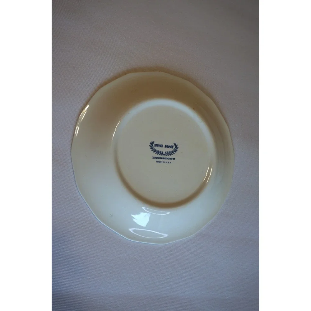 Vintage White Dover Ironstone Hand Painted Floral Bowl 1979 Signed Arlene 10in